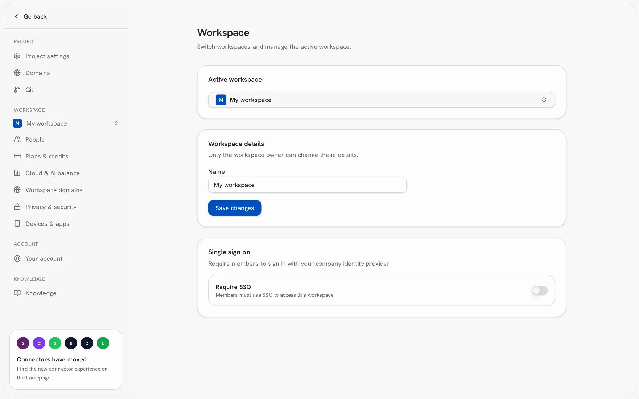 Workspace settings